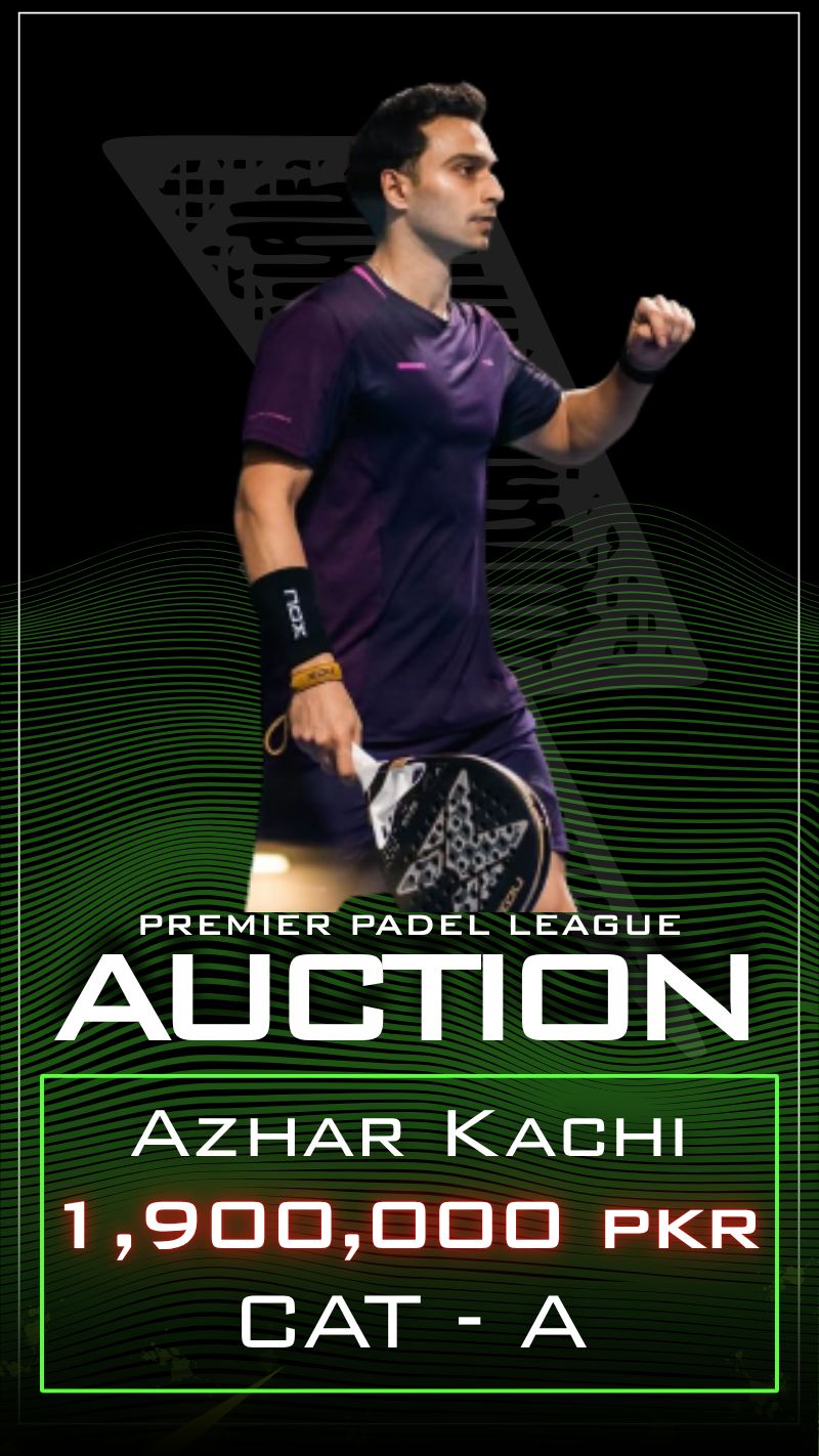Premier Padel League auction card for Azhar Katchi